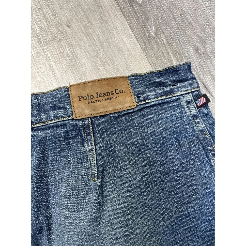 Vintage 90s Ralph Lauren Polo Jeans Co Denim Back Slit Skirt Size 8 - Picture 8 of 10
